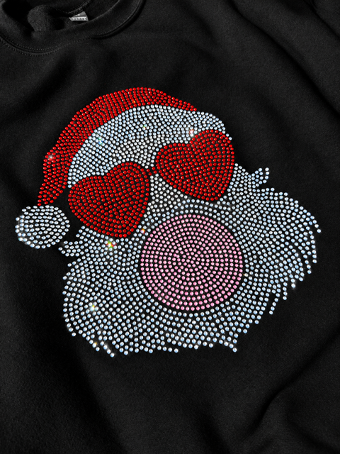 Bubblegum Santa Rhinestone Crewneck
