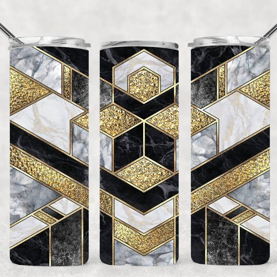 Black & Gold Geometric Tumbler