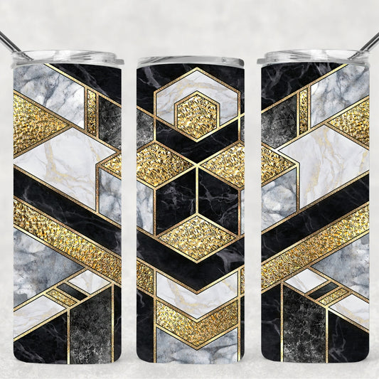 Black & Gold Geometric Tumbler